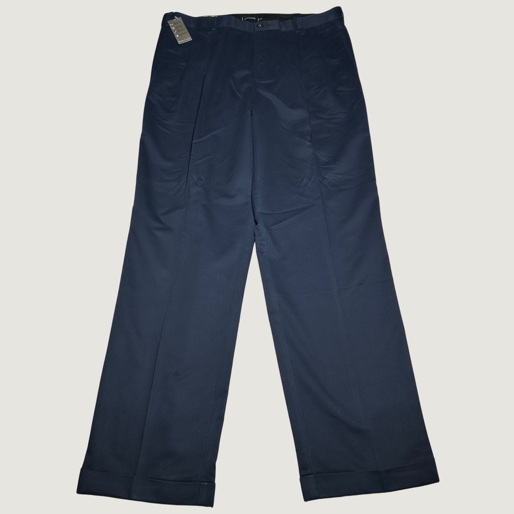 NEW Dockers D4 Relaxed Fit Pants 38x34 Pleated Cuffed Comfort Khaki Dark Navy